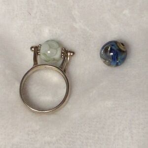 Sterling Silver Double Band Folding Ring with Interchangeable Beads Size 10
